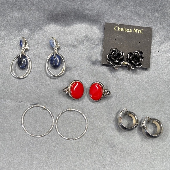 Women's Silver and Red Jewelry Set - Picture 1 of 2